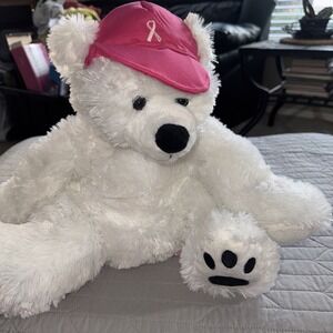 Belkie Bear‎ Breast Cancer Belk Gives White 15" Plush Pink Ballcap